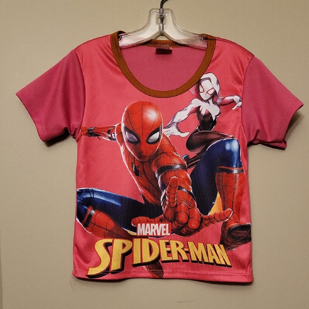 Marvel Spider-Man pink silky tee shirt